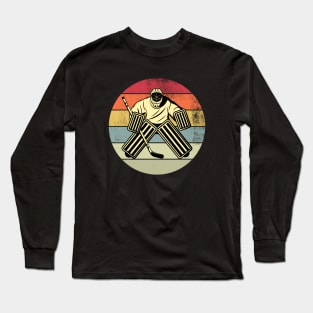 Retro Ice Hockey Goalkeeper Christmas Gift Long Sleeve T-Shirt